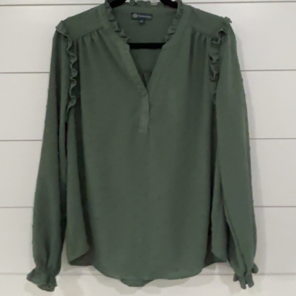 Democracy Swiss Dot Green Women's Top - Picture 1 of 5